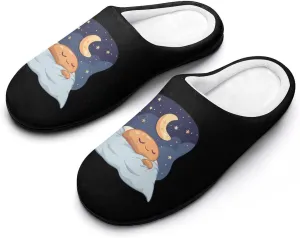 Sleeping Cocoa Chocolate Beans Women's Cotton Slippers Warm Gifts Washable Indoor Slip On Shoes with Anti-Skid Rubber Sole
