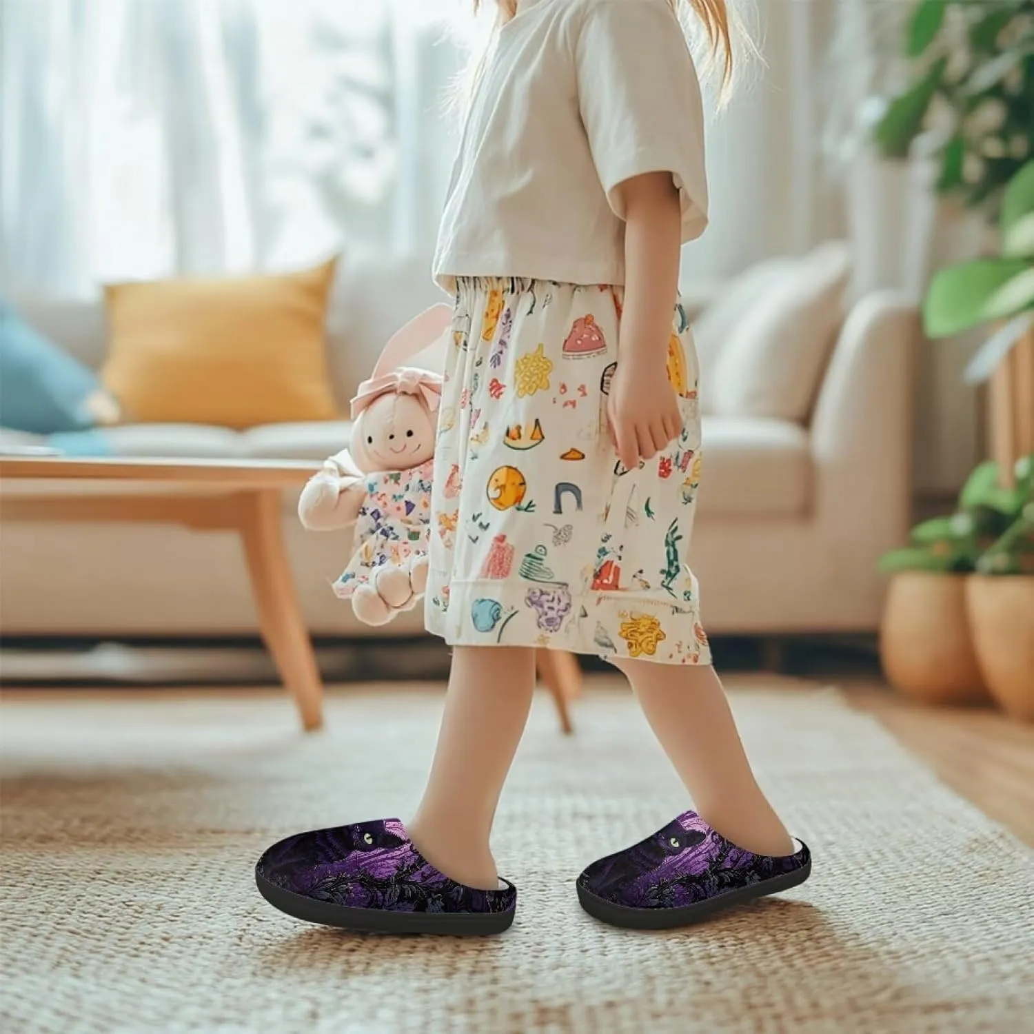 Slippers for Girls Kids Boys Size 9-15 Winter Warm Cotton Slippers Soft Slip On Shoes