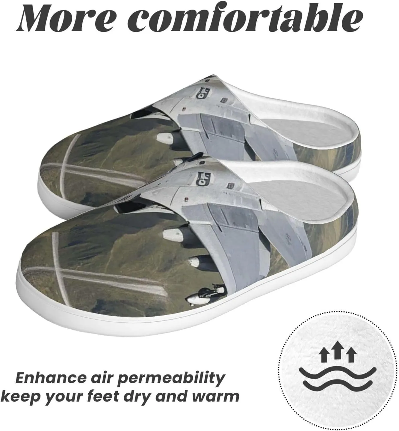 Slippers for Women Men Cotton Slippers Aircraft Fighter Jets Plush Shoes Non-slip TPR Slippers