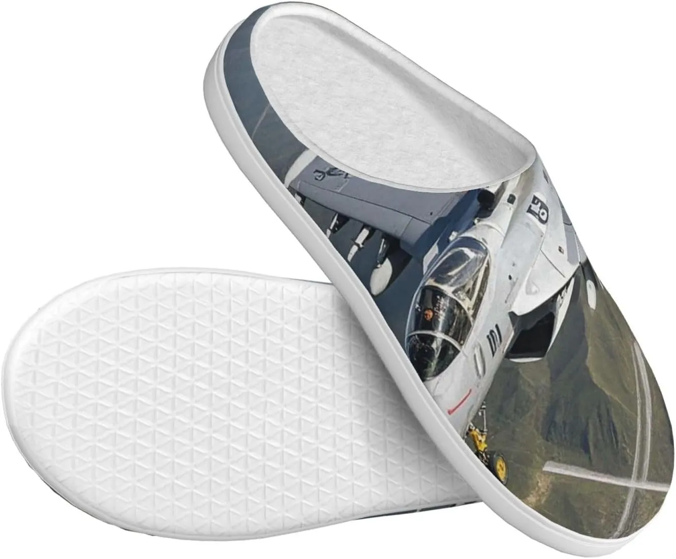 Slippers for Women Men Cotton Slippers Aircraft Fighter Jets Plush Shoes Non-slip TPR Slippers