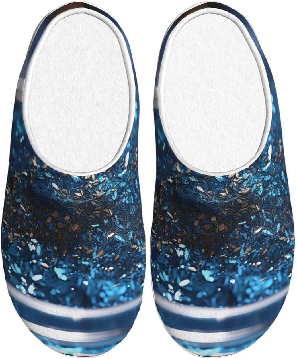 Slippers for Women Men Cotton Slippers Blue Powder Plush Shoes Non-slip TPR Slippers