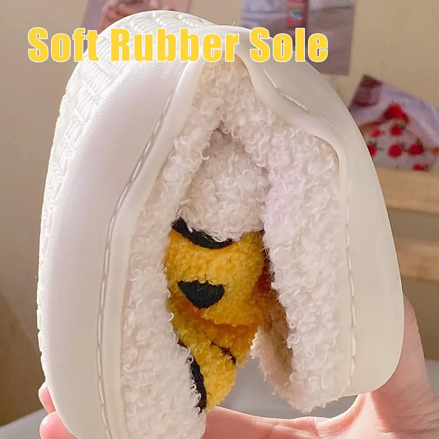 Smile Face Slippers for Women and Men, Retro Comfy Warm Soft Fuzzy Plush Slip-On House Shoes Funny Cute Happy Smile Home Winter Warmies Pillow Cloud Memory Foam Fluffy Slipper for Indoor & Outdoor