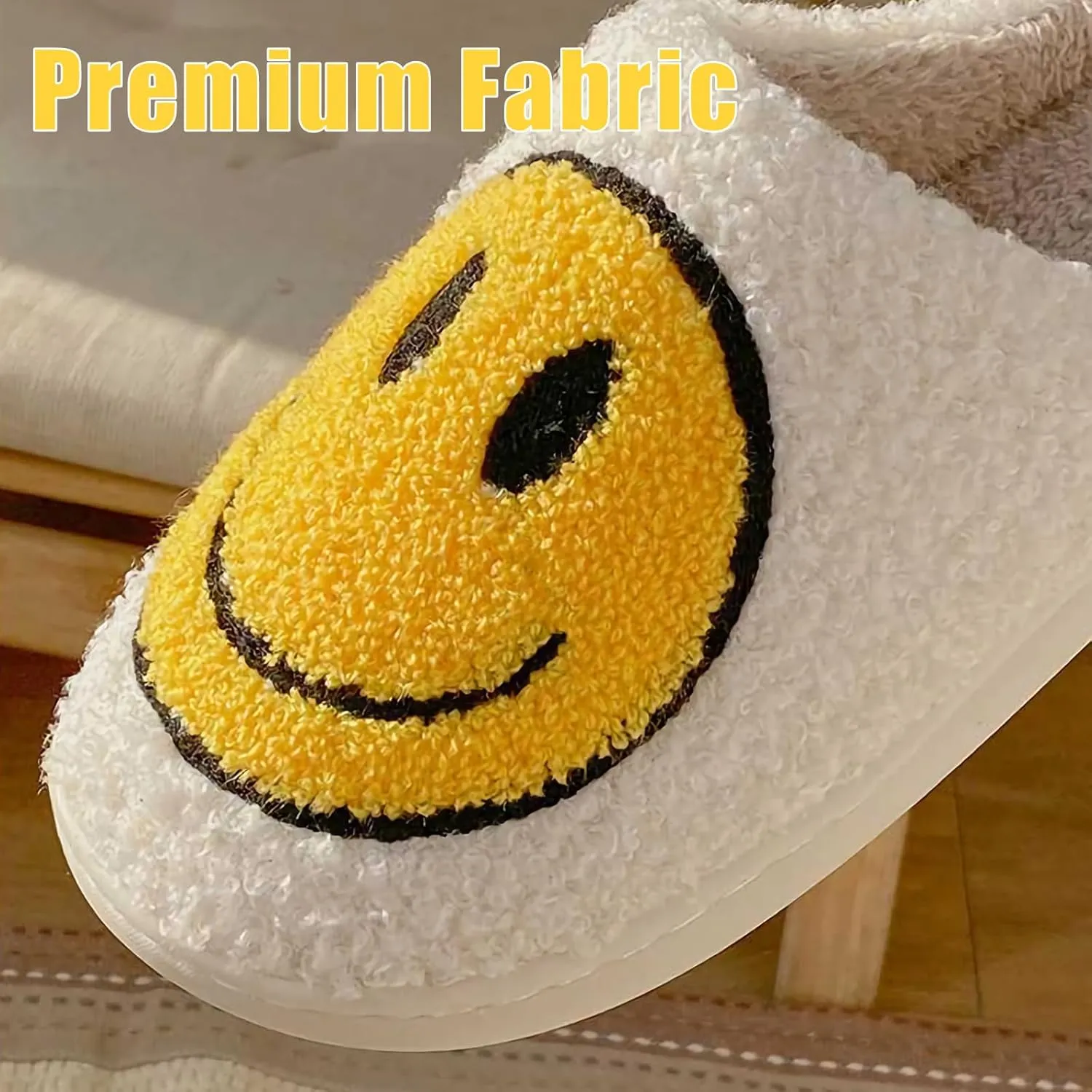 Smile Face Slippers for Women and Men, Retro Comfy Warm Soft Fuzzy Plush Slip-On House Shoes Funny Cute Happy Smile Home Winter Warmies Pillow Cloud Memory Foam Fluffy Slipper for Indoor & Outdoor