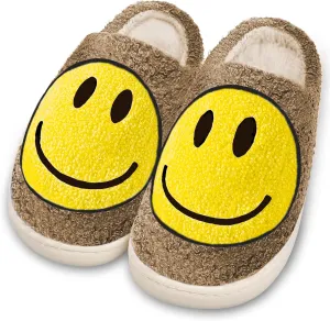Smile Face Slippers for Women and Men, Retro Comfy Warm Soft Fuzzy Plush Slip-On House Shoes Funny Cute Happy Smile Home Winter Warmies Pillow Cloud Memory Foam Fluffy Slipper for Indoor & Outdoor