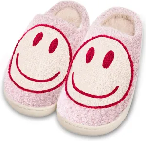 Smile Face Slippers for Women and Men, Retro Comfy Warm Soft Fuzzy Plush Slip-On House Shoes Funny Cute Happy Smile Home Winter Warmies Pillow Cloud Memory Foam Fluffy Slipper for Indoor & Outdoor