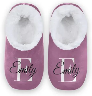 Solid Color Personalized House Slippers for Women Custom Women's Fuzzy Slippers for Indoor Outdoor Slippers with Fleece Lining Winter Slippers Bedroom Shoes for Men