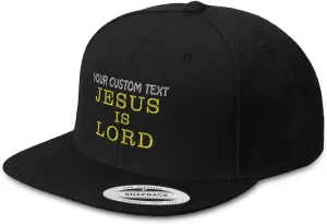 Speedy Pros Snapback Hat for Men Flat Brim Hats Jesus is Lord God Christ Christian Religious Embroidered Flat Bill Hat