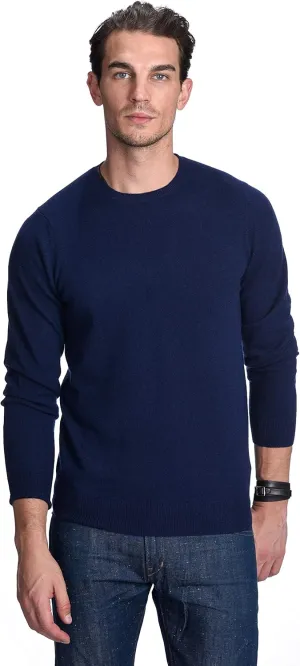 State Cashmere Men's Essential Crewneck Sweater 100% Pure Cashmere Classic Long Sleeve Pullover