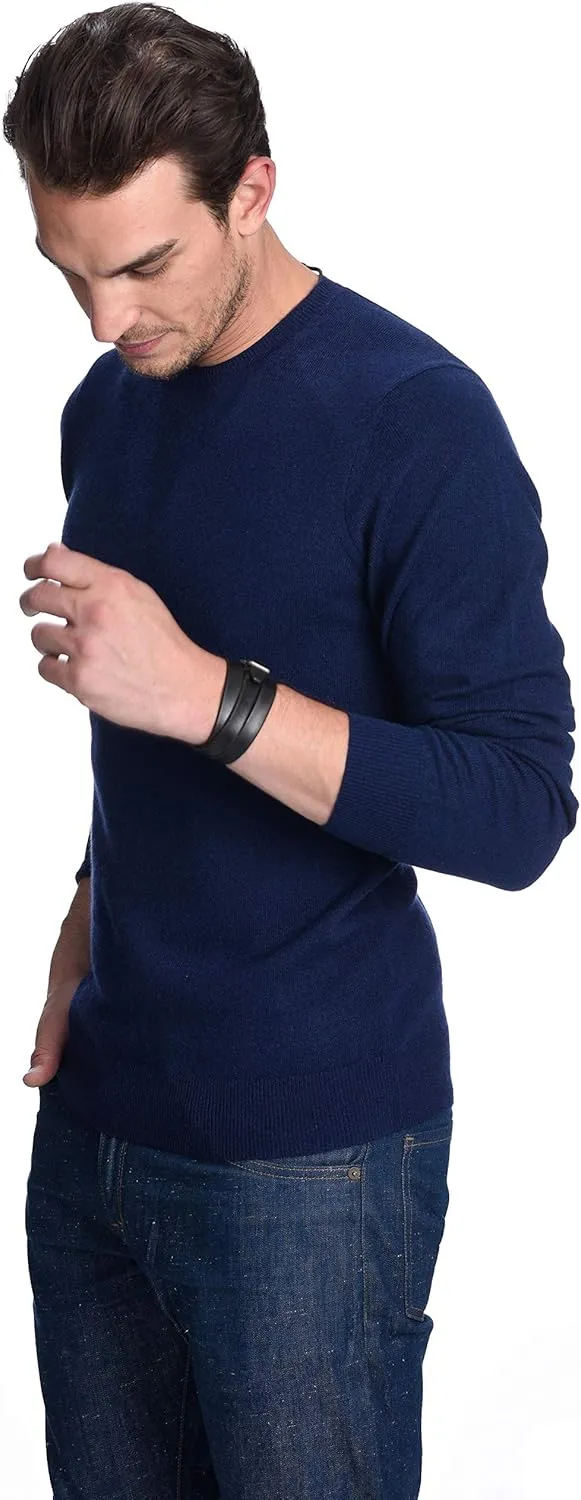 State Cashmere Men's Essential Crewneck Sweater 100% Pure Cashmere Classic Long Sleeve Pullover