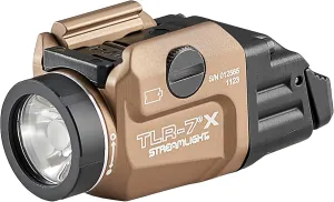 Streamlight 69429 TLR-7 X 500-Lumen Compact Tactical Weapon Light with High & Low Paddle Switches and Key Kit, Flat Dark Earth