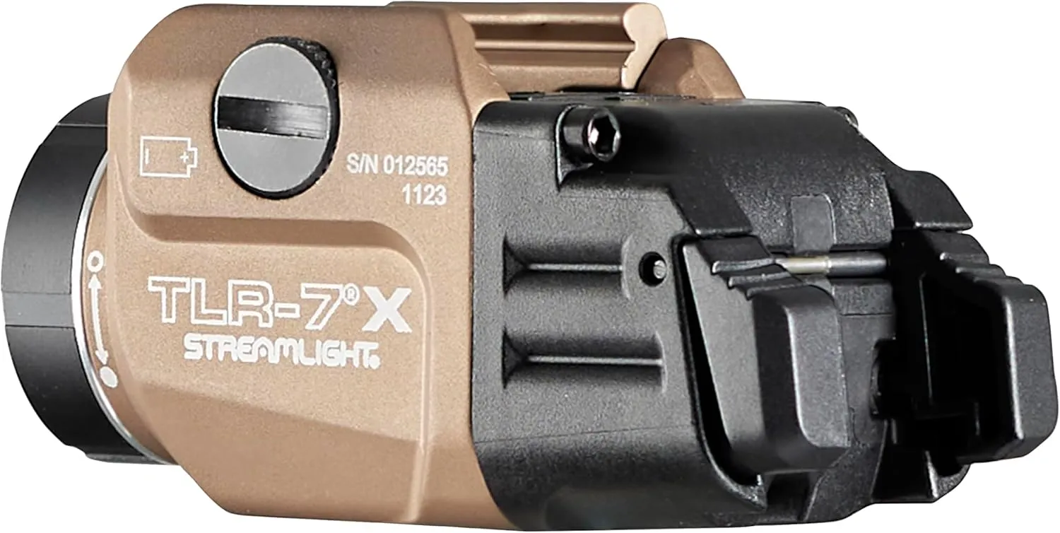 Streamlight 69429 TLR-7 X 500-Lumen Compact Tactical Weapon Light with High & Low Paddle Switches and Key Kit, Flat Dark Earth