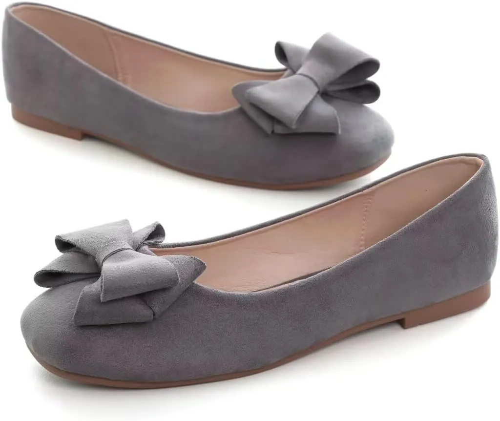 Stunner Women's Casual Flats Square Toe Bowknot Ballet Flats Comfortable Slip On Wedding Dress Shoes