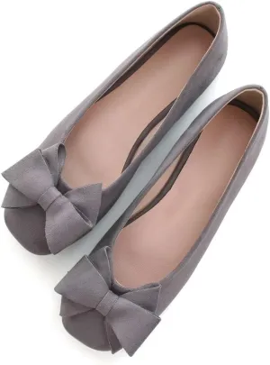Stunner Women's Casual Flats Square Toe Bowknot Ballet Flats Comfortable Slip On Wedding Dress Shoes