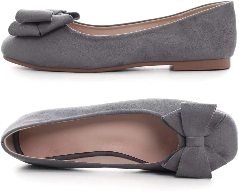 Stunner Women's Casual Flats Square Toe Bowknot Ballet Flats Comfortable Slip On Wedding Dress Shoes
