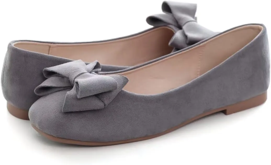 Stunner Women's Casual Flats Square Toe Bowknot Ballet Flats Comfortable Slip On Wedding Dress Shoes
