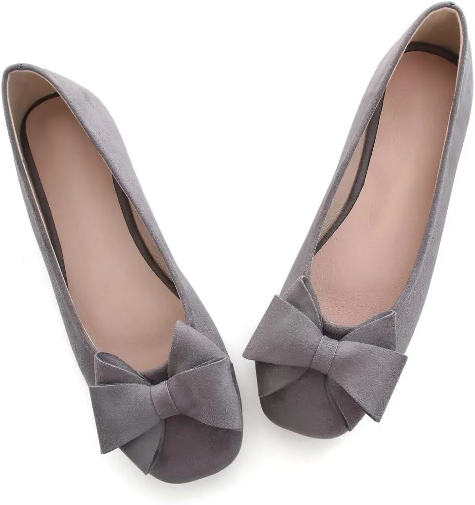 Stunner Women's Casual Flats Square Toe Bowknot Ballet Flats Comfortable Slip On Wedding Dress Shoes