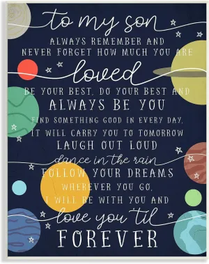 Stupell Industries My Son Love You Forever Phrase Outer Space, Designed by Daphne Polselli Wall Plaque, 10 x 15, Multi-Color