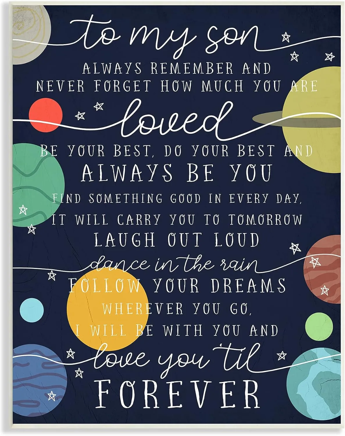 Stupell Industries My Son Love You Forever Phrase Outer Space, Designed by Daphne Polselli Wall Plaque, 10 x 15, Multi-Color