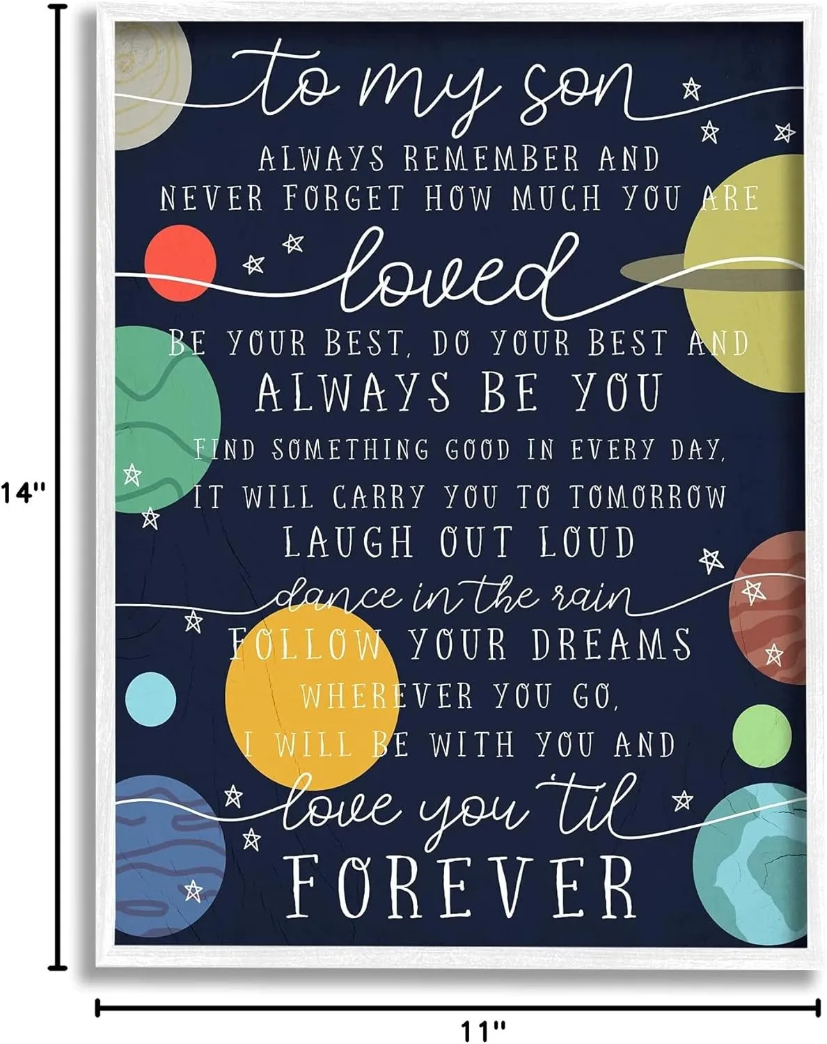 Stupell Industries My Son Love You Forever Phrase Outer Space, Designed by Daphne Polselli White Framed Wall Art, 11 x 14, Multi-Color