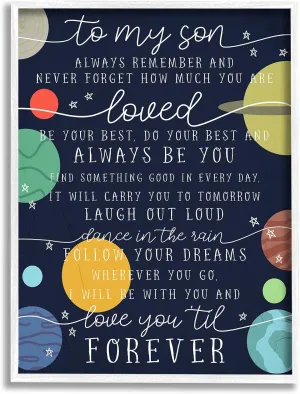 Stupell Industries My Son Love You Forever Phrase Outer Space, Designed by Daphne Polselli White Framed Wall Art, 11 x 14, Multi-Color