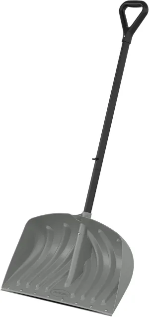 Suncast 24” Combo Snow Shovel Pusher with Galvanized Wear Strip, D-Grip Handle, Heavy-Duty Snow Removal Tool for Effortless Clearing