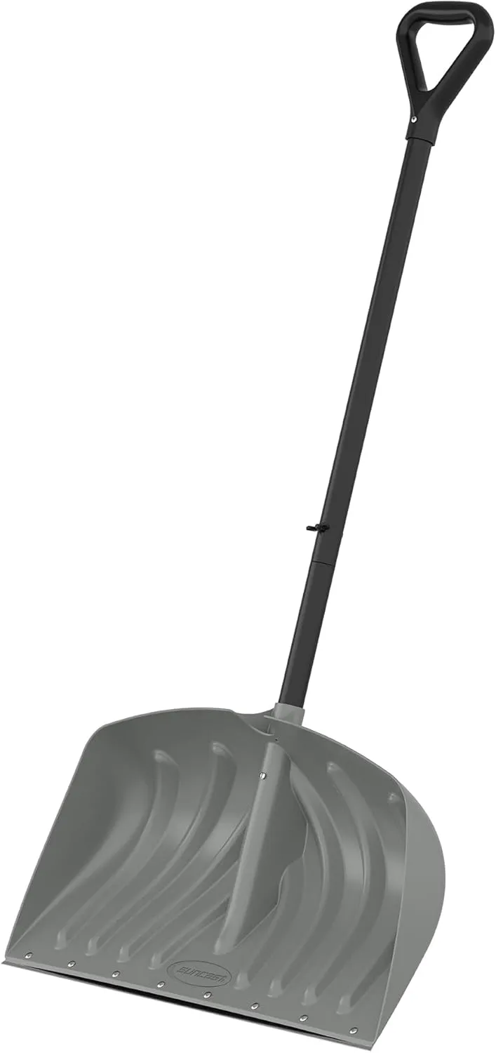 Suncast 24” Combo Snow Shovel Pusher with Galvanized Wear Strip, D-Grip Handle, Heavy-Duty Snow Removal Tool for Effortless Clearing