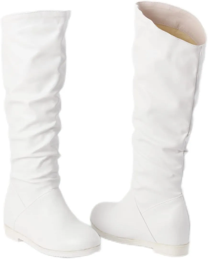 Sungtin Women's Faux Leather Knee High Flat Slouch Boots
