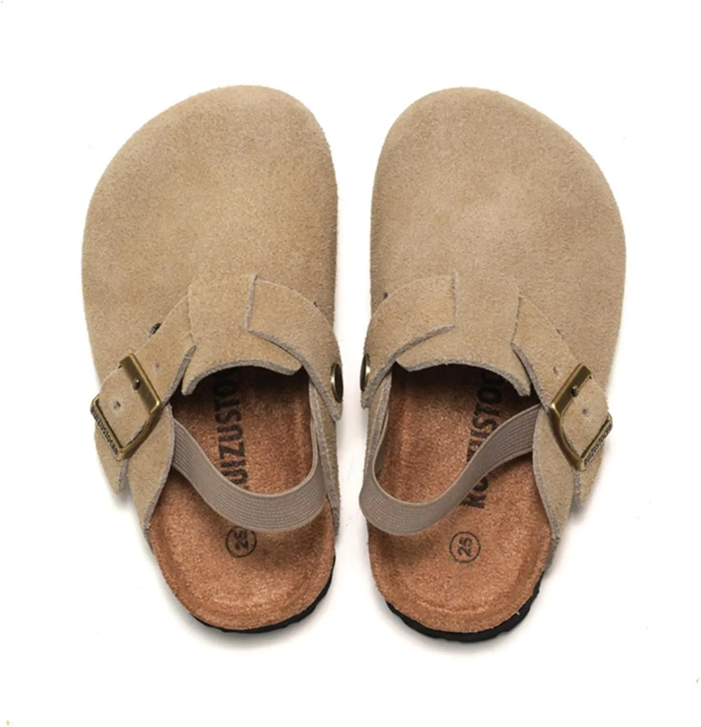 SywzX&xfybz Boys Girls Cow Suede Clogs Unisex Toddler Slip-on Slippers Kids Outdoor Indoor Flat Shoes Classic Cork Adjustable Buckle Mules Cute Sandals