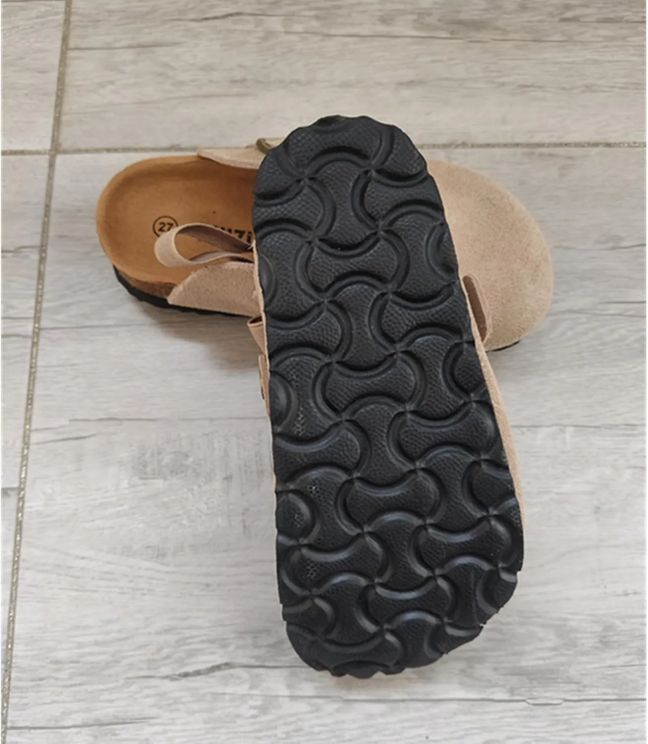 SywzX&xfybz Boys Girls Cow Suede Clogs Unisex Toddler Slip-on Slippers Kids Outdoor Indoor Flat Shoes Classic Cork Adjustable Buckle Mules Cute Sandals