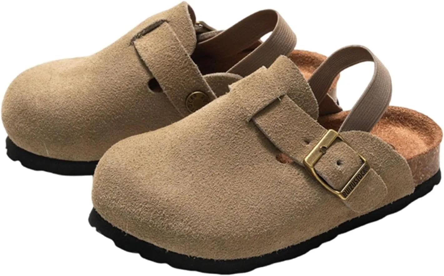 SywzX&xfybz Boys Girls Cow Suede Clogs Unisex Toddler Slip-on Slippers Kids Outdoor Indoor Flat Shoes Classic Cork Adjustable Buckle Mules Cute Sandals