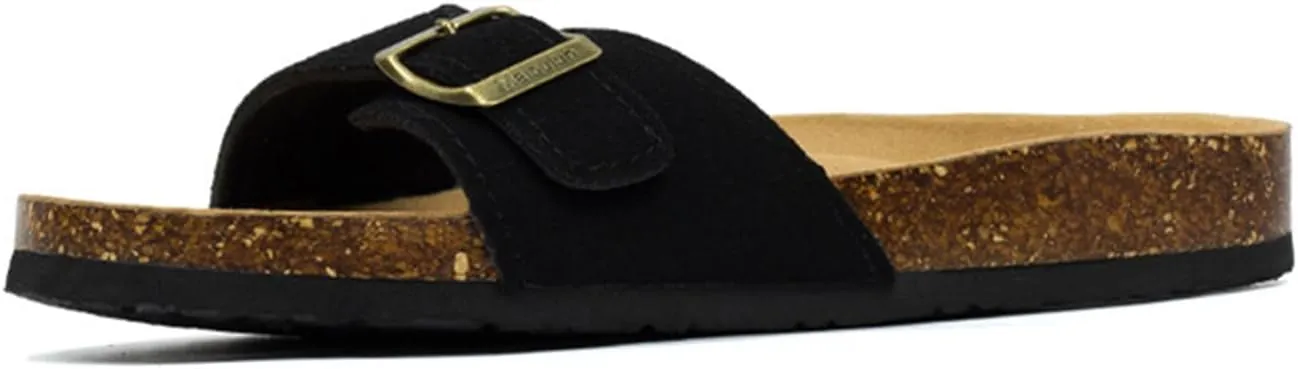 SywzX&xfybz Womens Flat Sandals with Cork Footbed Open Toe Slides Adjustable Slip On Slippers for Summer