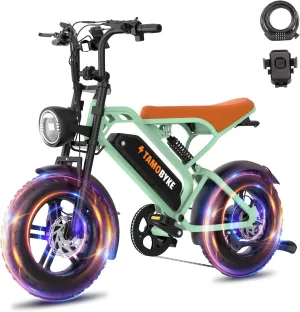 T16 Electric Bike for Teens & Childs, 1000W Motor 48V15.6Ah Removable Battery, 30MPH Off-Road Electric Bicycle,16"Fat Tire Ebike for Kids, 7-Speed,Dual Hydraulic Brakes, Fits Riders 4'5"-5'4"
