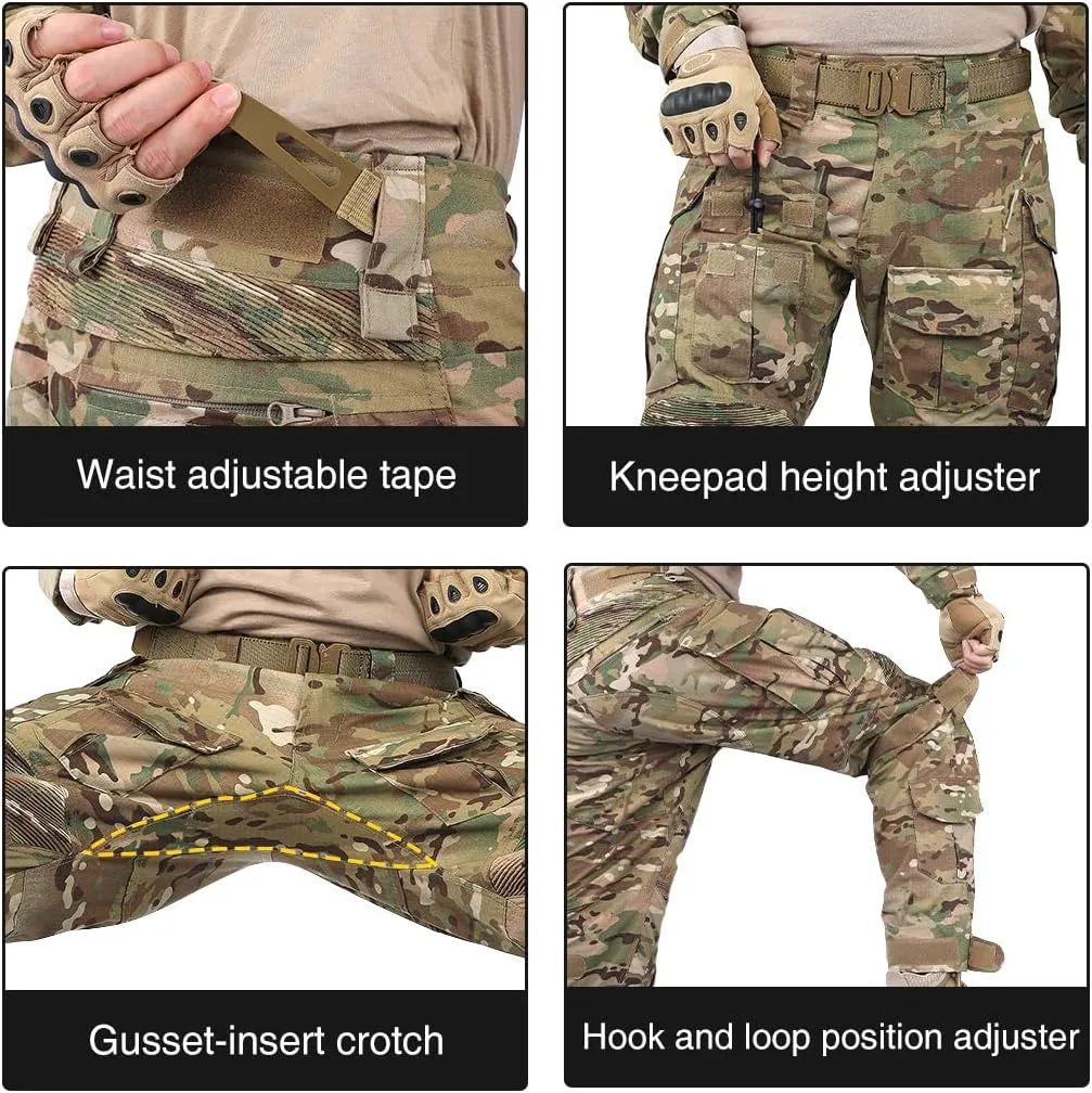 Tactical Men's G3 Combat Pants with Knee Pads Camouflage Pants Hunting Fishing Paintball Outdoor Pants