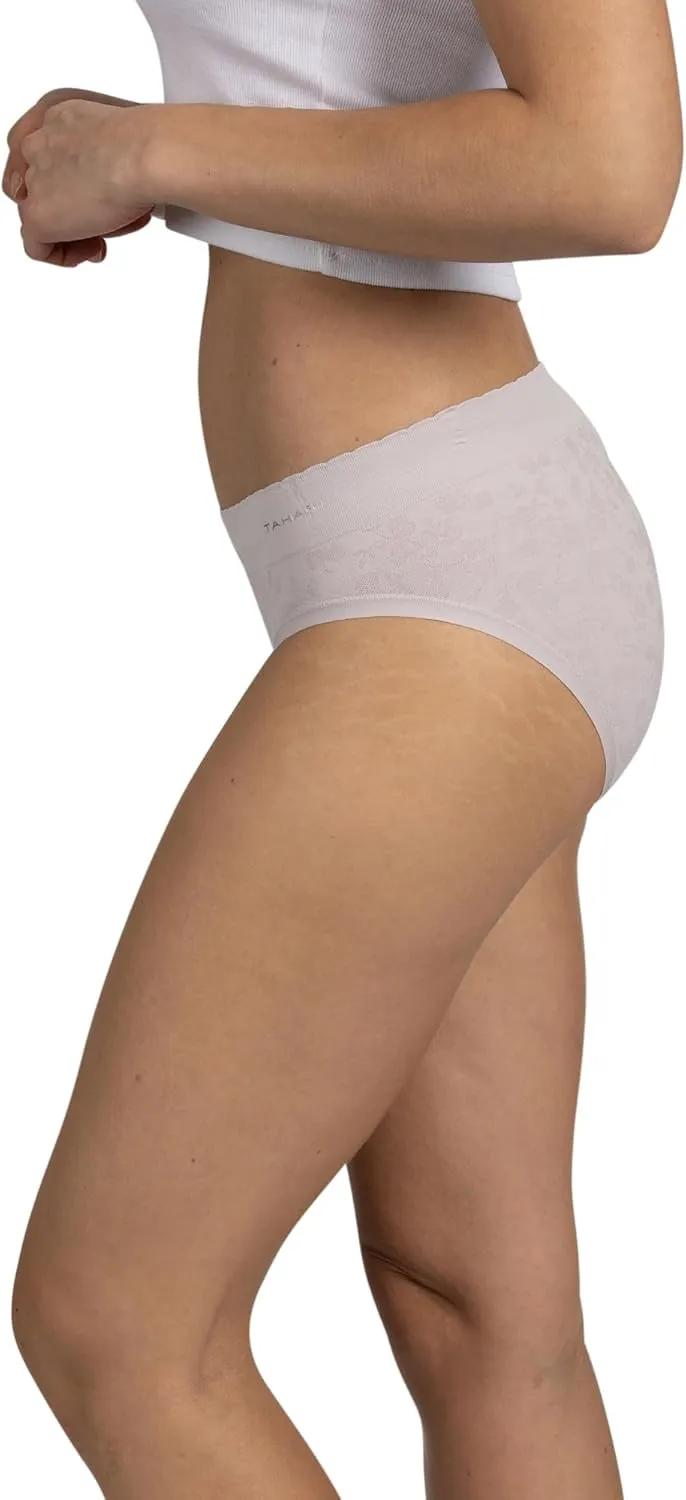 TAHARI Women's 5-Pack Seamless Bikini Hipster Underwear Invisible No Show Nylon Spandex Women Panties