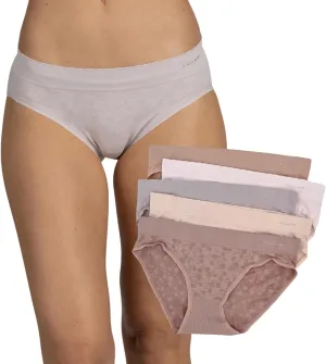 TAHARI Women's 5-Pack Seamless Bikini Hipster Underwear Invisible No Show Nylon Spandex Women Panties