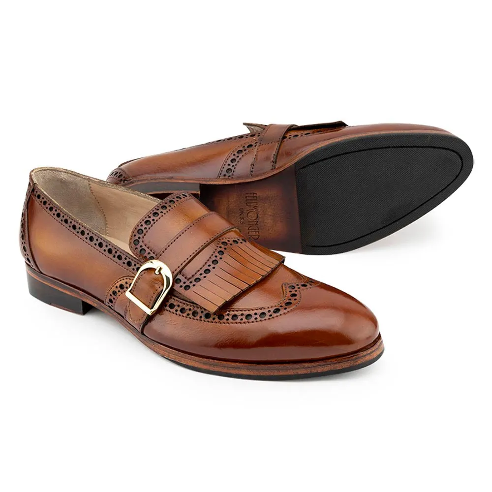 Tan Patina Fring Glossed Loafer