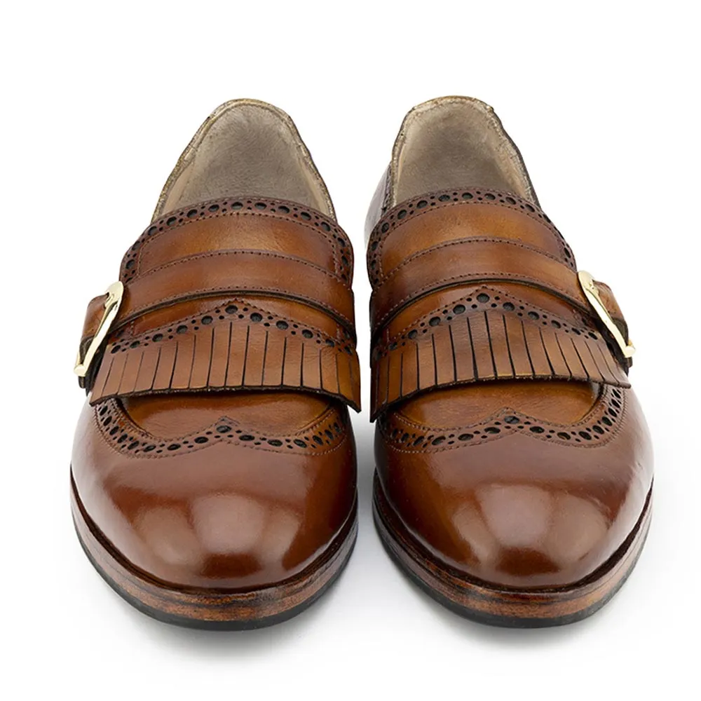 Tan Patina Fring Glossed Loafer