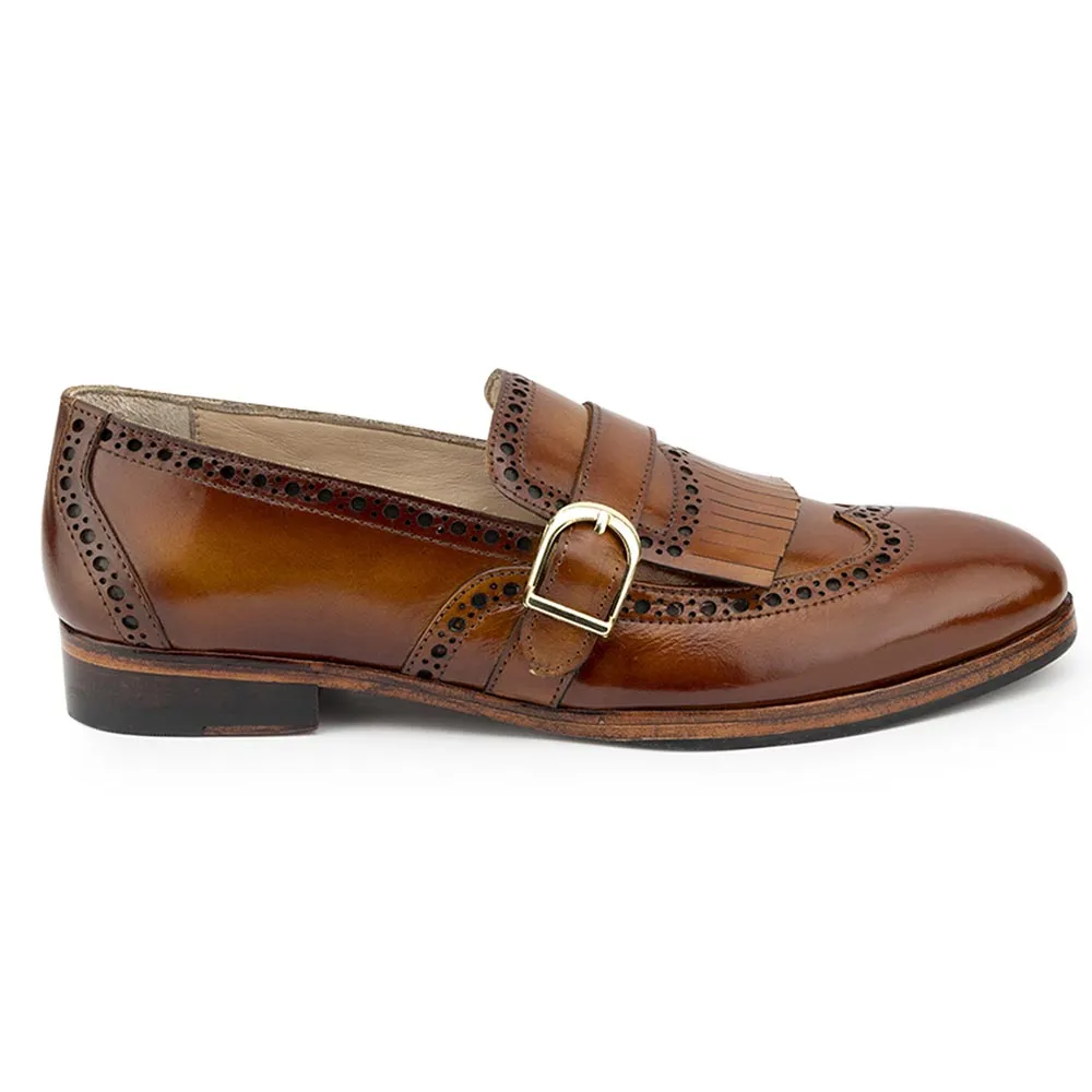 Tan Patina Fring Glossed Loafer