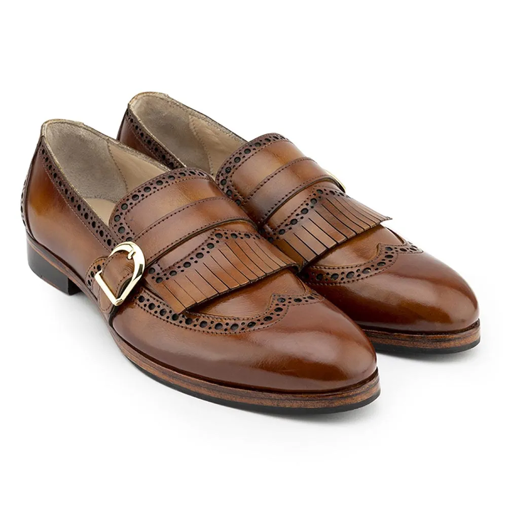 Tan Patina Fring Glossed Loafer
