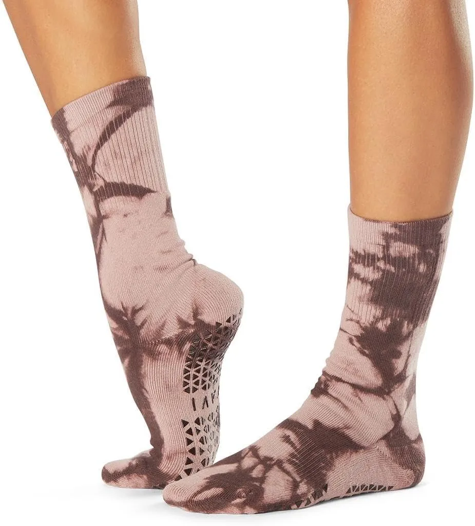 TAVI Kai Fashion Crew Grip Socks - For Slipper Barre, Pilates, and Yoga - with Grips for Women and Men