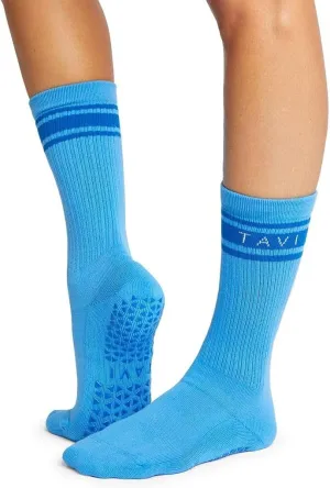 TAVI Kai Fashion Crew Grip Socks - For Slipper Barre, Pilates, and Yoga - with Grips for Women and Men