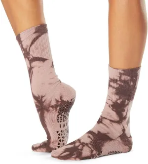 TAVI Kai Fashion Crew Grip Socks - For Slipper Barre, Pilates, and Yoga - with Grips for Women and Men