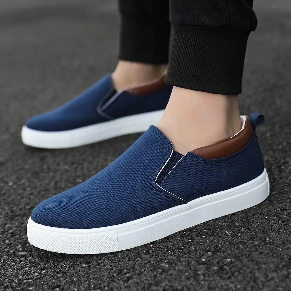 tazimall Men's Large Size Canvas Shoes, Slip on Flat Loafers