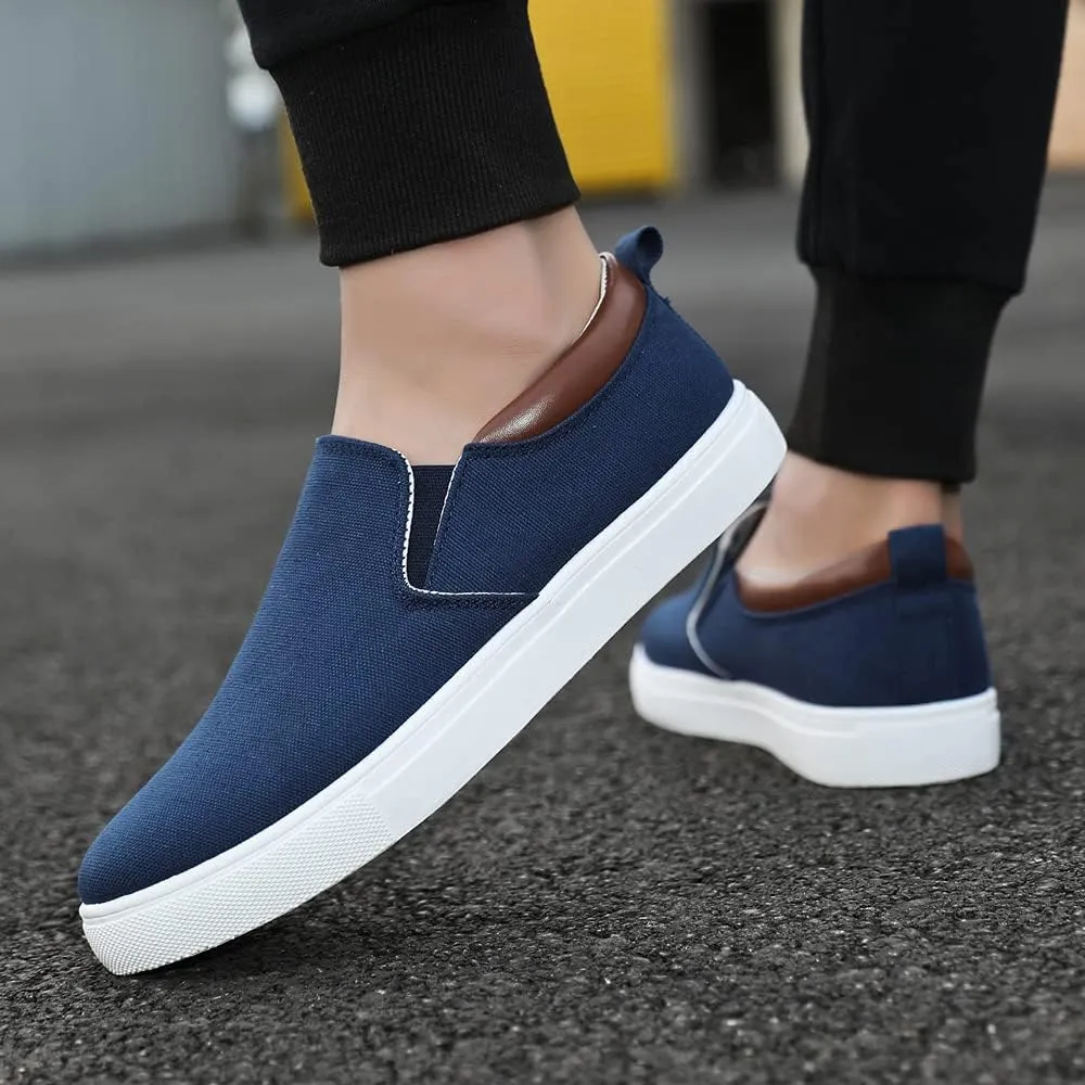 tazimall Men's Large Size Canvas Shoes, Slip on Flat Loafers