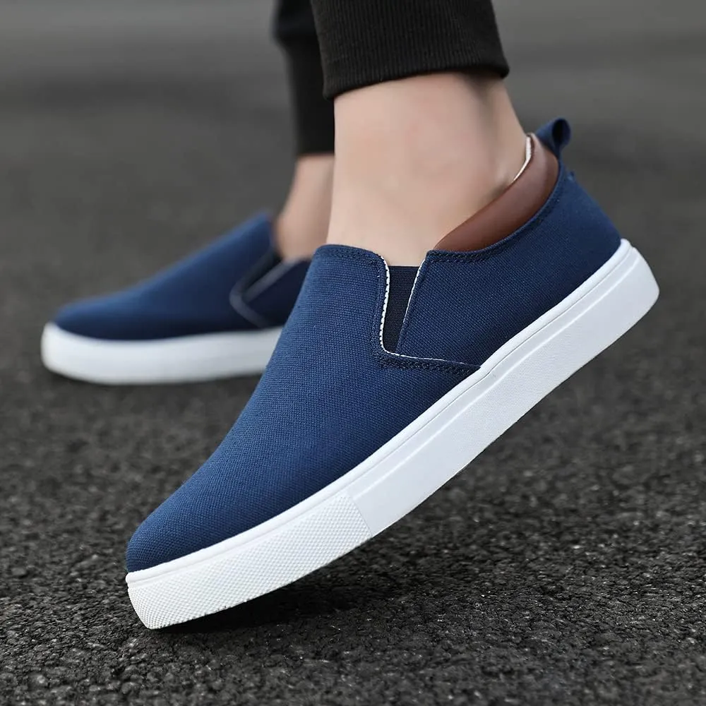 tazimall Men's Large Size Canvas Shoes, Slip on Flat Loafers