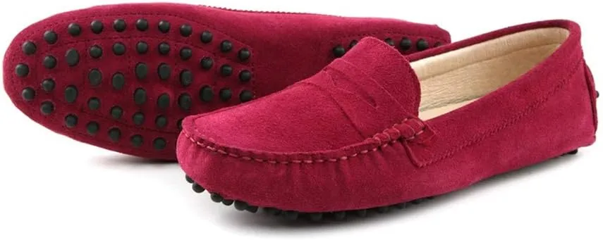 TDA Womens Comfortable Suede Leather Driving Walking Running Boat Loafers Moccasins Flats Multi Colored