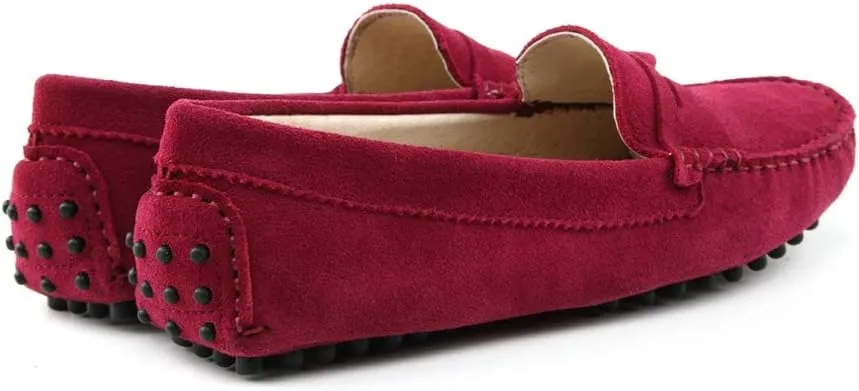 TDA Womens Comfortable Suede Leather Driving Walking Running Boat Loafers Moccasins Flats Multi Colored