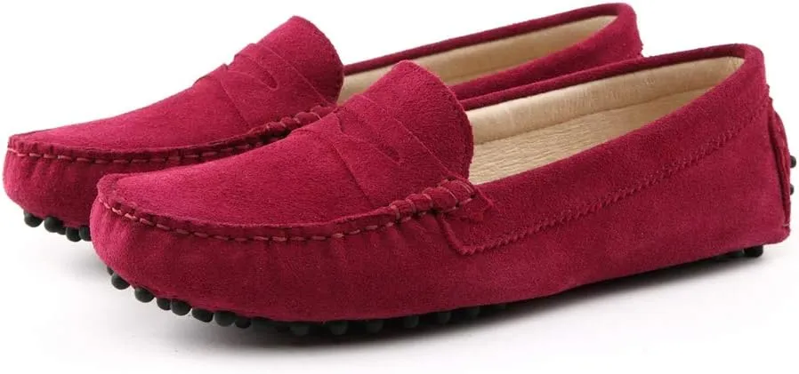TDA Womens Comfortable Suede Leather Driving Walking Running Boat Loafers Moccasins Flats Multi Colored