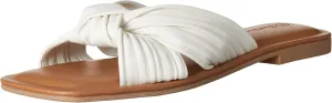 The Drop Women's Ida Bow Flat Sandal,White, 9