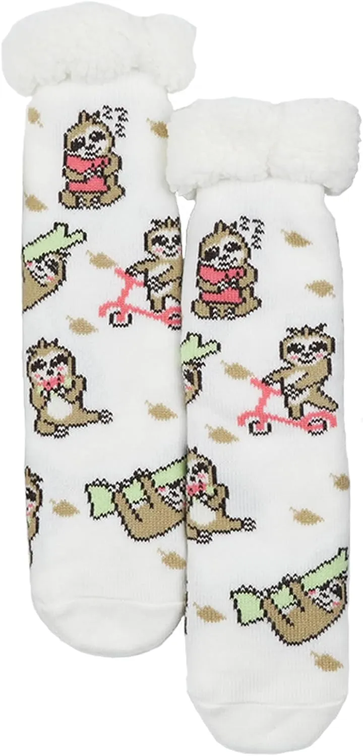 THREE POODLE Slipper Socks, Winter Warm Fuzzy Sherpa Socks, Non Slip Socks with Grips for Women Men Kids Christmas Gifts